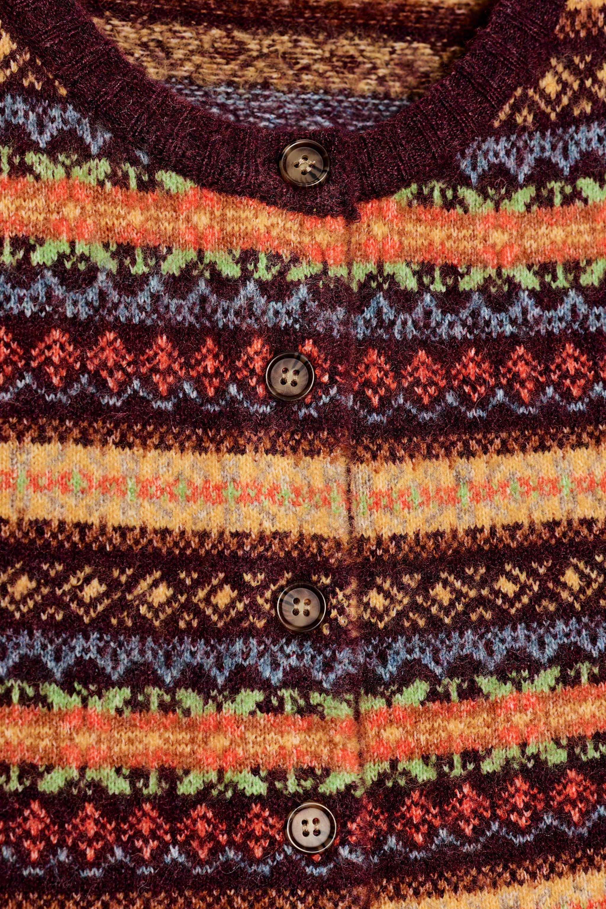 CROPPED JACQUARD KNIT CARDIGAN